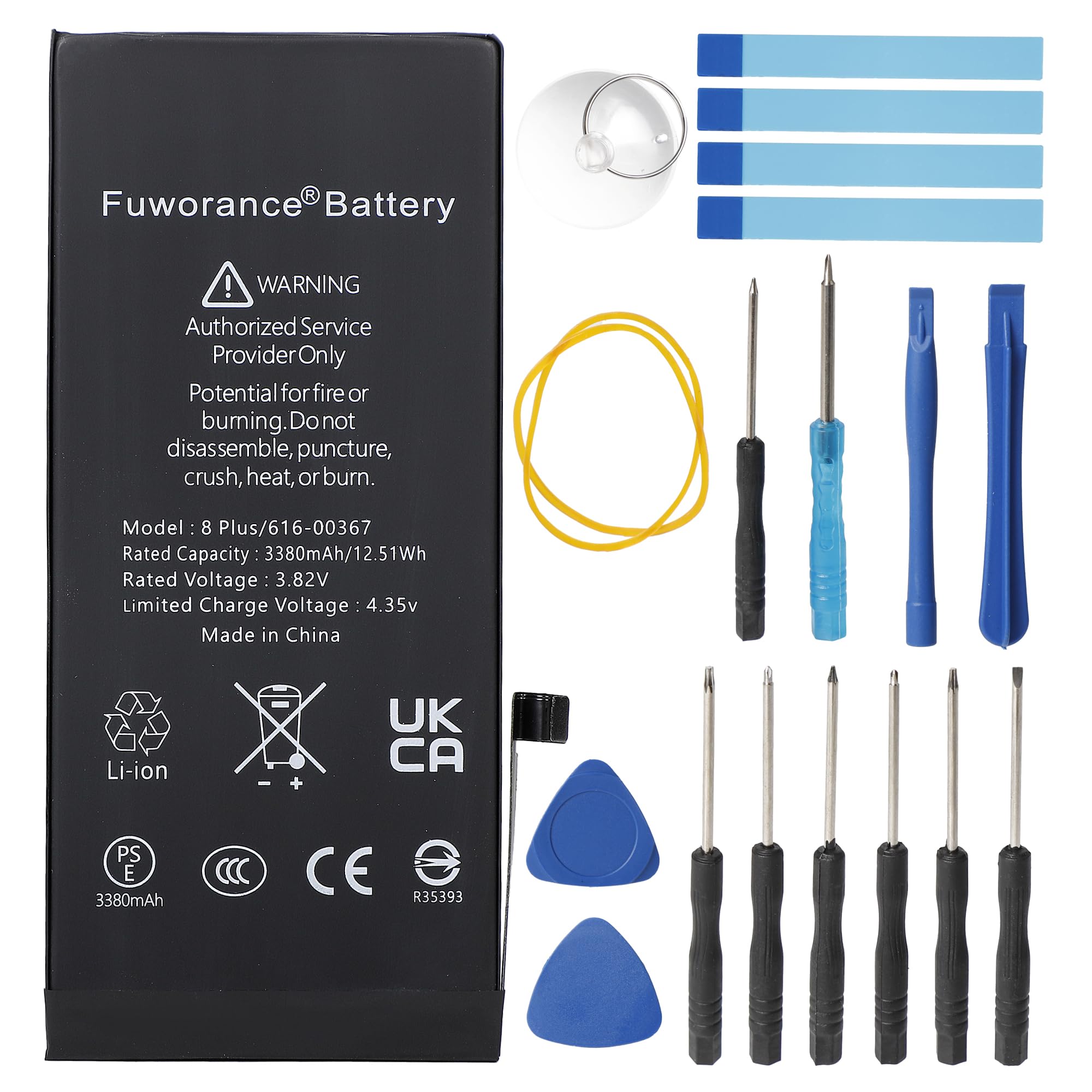 Fuworance 3380mAh 3.82V 616-00367 Battery Compatible with iPhone 8P 8Plus 8 Plus A1864, A1897, A1898 Larger Capacity Smartphone Battery Longer Lasting with Repair Tools