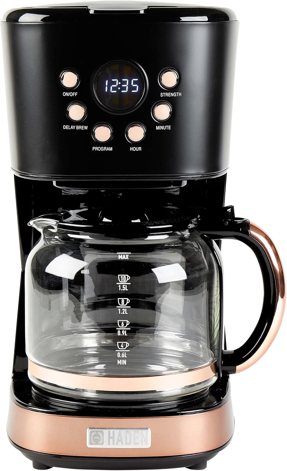 HADEN Coffee Machine, 12 Cup Programmable Drip Coffee Maker with Auto Shut-Off Function and Reusable Washable Water Filter, Black & Copper HADEN Coffee Machine, 12 Cup Programmable Drip Coffee Maker with Auto Shut-Off Function and Reusable Washable Water Filter, Black & Copper