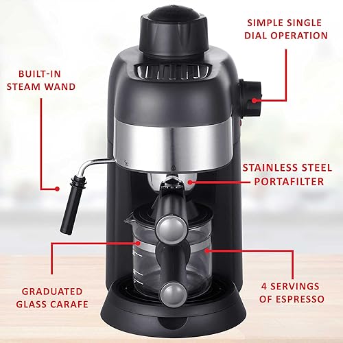 Miniatura 7 de Brentwood GA-134BK GA-134BK - Máquina para café expreso y capuchino de 800 W, color negro