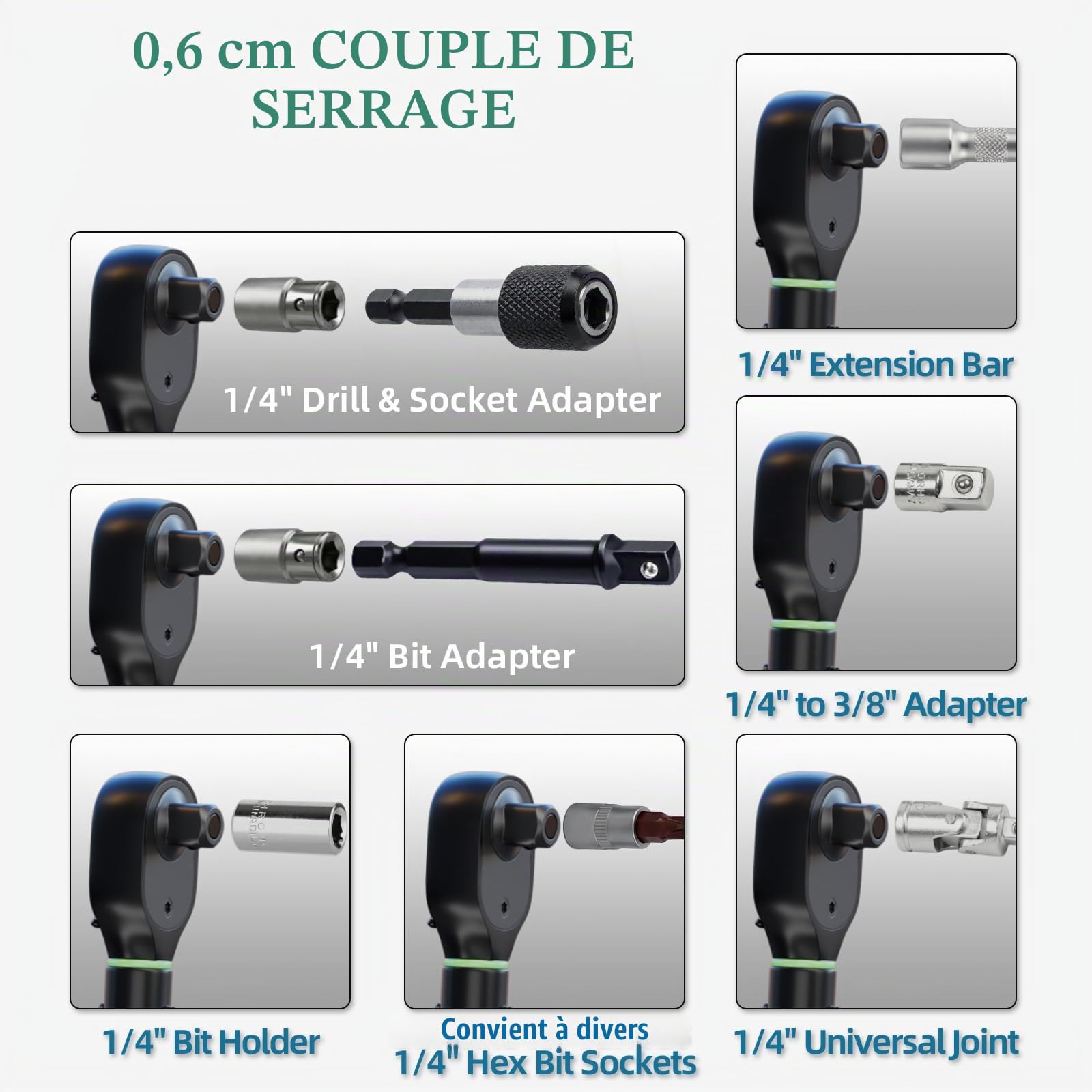 Clé dynamométrique 1/4" 1-25 NM 71 pièces pour vélo