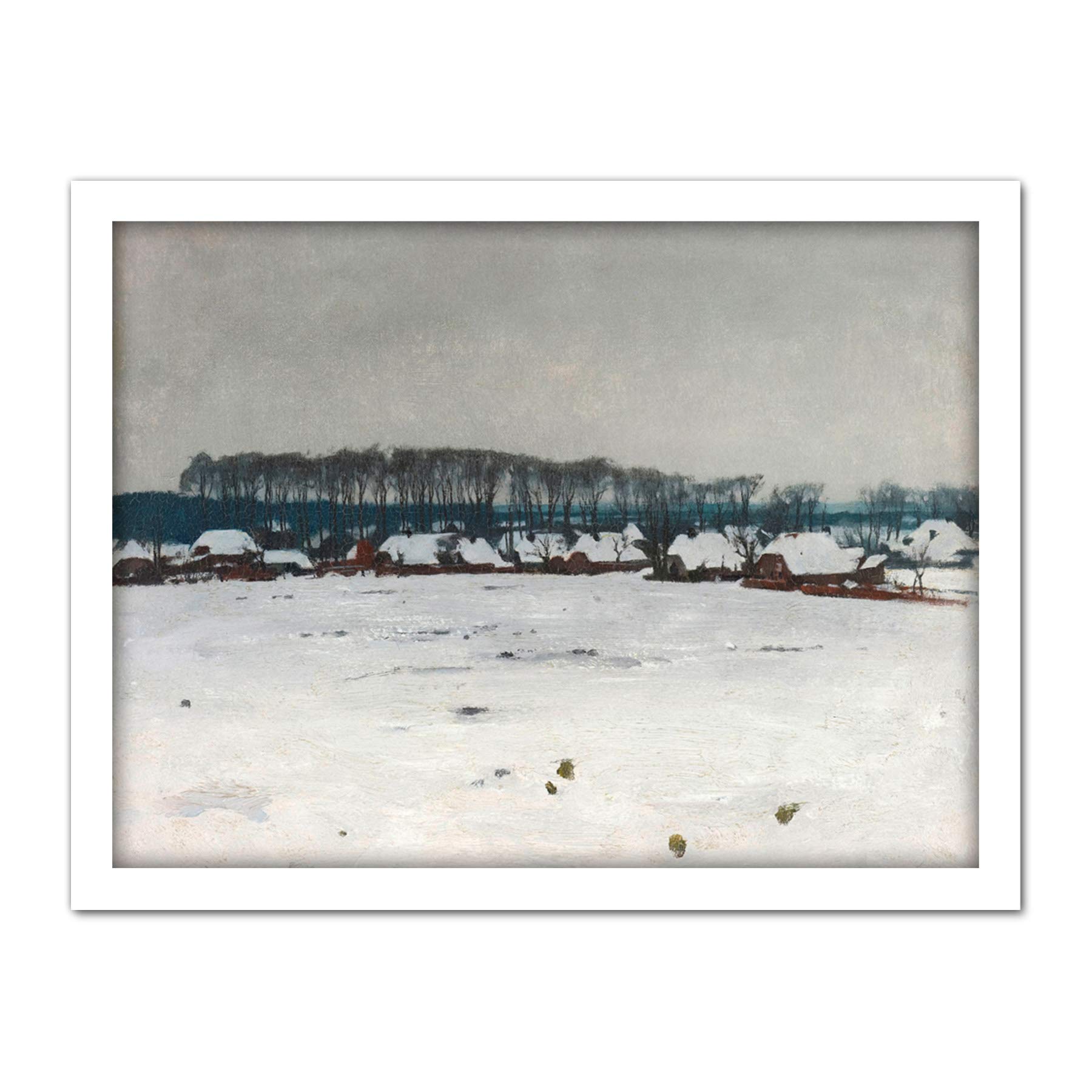 Artery8 Van Ruisdael Winter Landscape Snow Trees Painting Artwork Framed Wall Art Print 18X24 Inch
