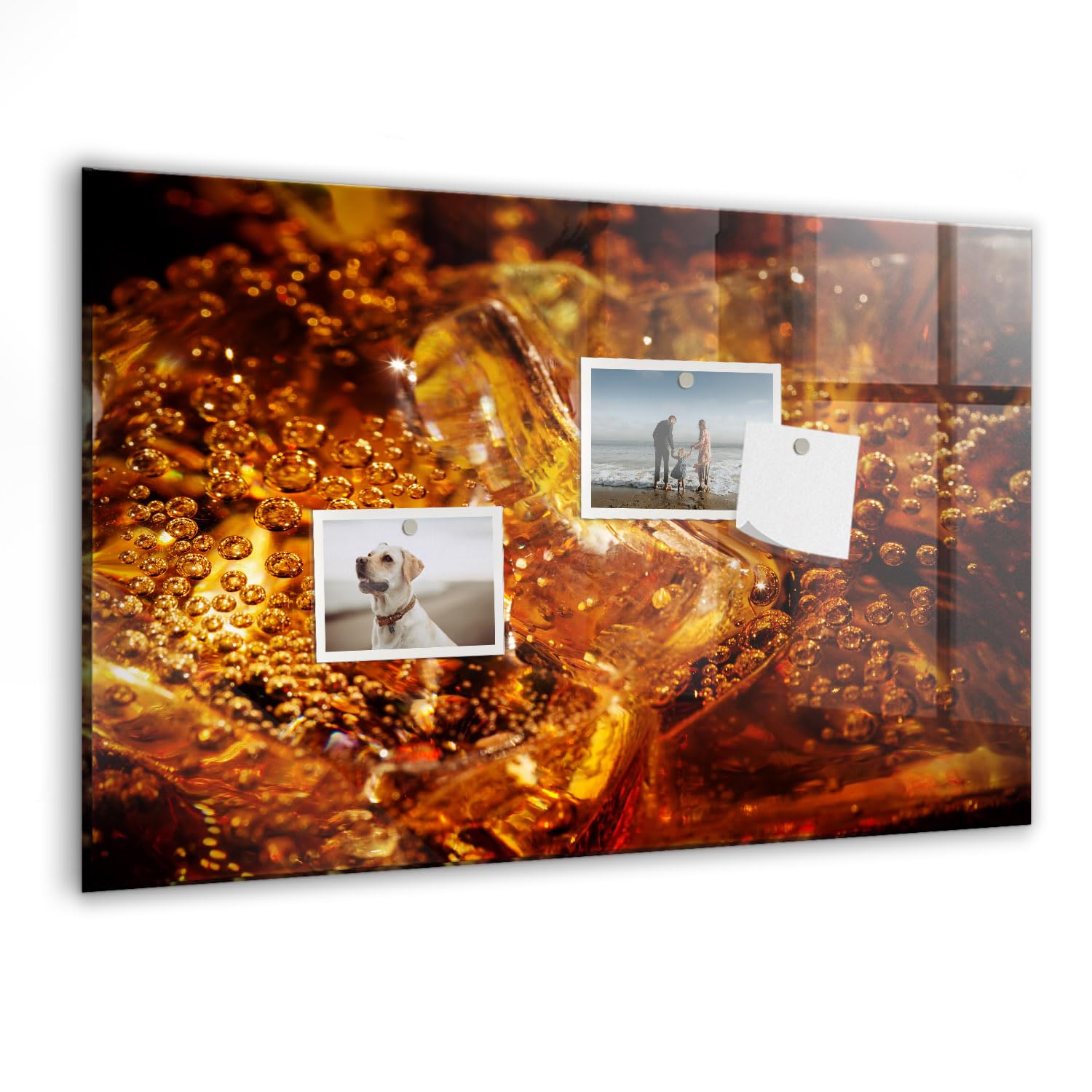 Design Glas-Magnettafel mit Magnet-Set | Schreibtafel Glas | Leicht zu reinigen, langlebig & stilvoll | Ideal für Termine, Ideen & Familienplanung - 60x40cm Zoom-Getränk