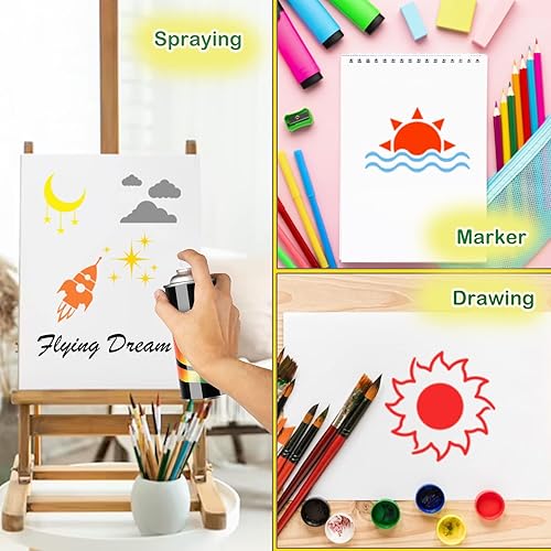 Miniatura 6 de Plantillas de estrella y luna para pintar, plantilla de pintura espacial para hacer tarjetas de pared, manualidades, plantilla de estrellas