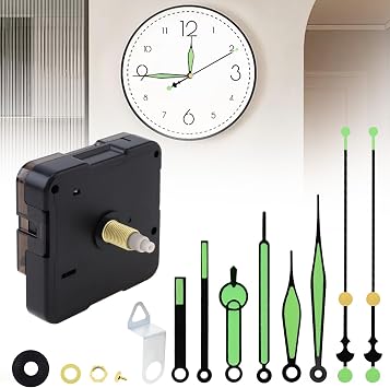 20mm0.8 Inch Shaft Length Quartz Silent Clock Mechanism Kit with 3 Sets of 5.5/7.1/7.1 Inch Glow Clock Hands for DIY / Repair, 12mm0.47" Thread Length