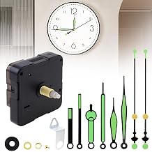 20mm0.8 Inch Shaft Length Quartz Silent Clock Mechanism Kit with 3 Sets of 5.5/7.1/7.1 Inch Glow Clock Hands for DIY / Repair, 12mm0.47" Thread Length
