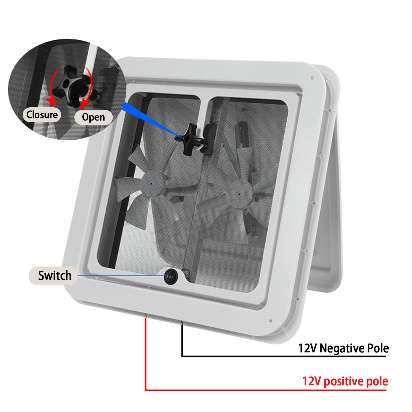 Wentylator dachowy 12 V do kampera/przyczepy kempingowej, świetlik, wodoodporny, wentylator dachowy do kampera, świetlik, okap dachowy, okno dachowe, luk dachowy, otwór w,Electric Remote Control