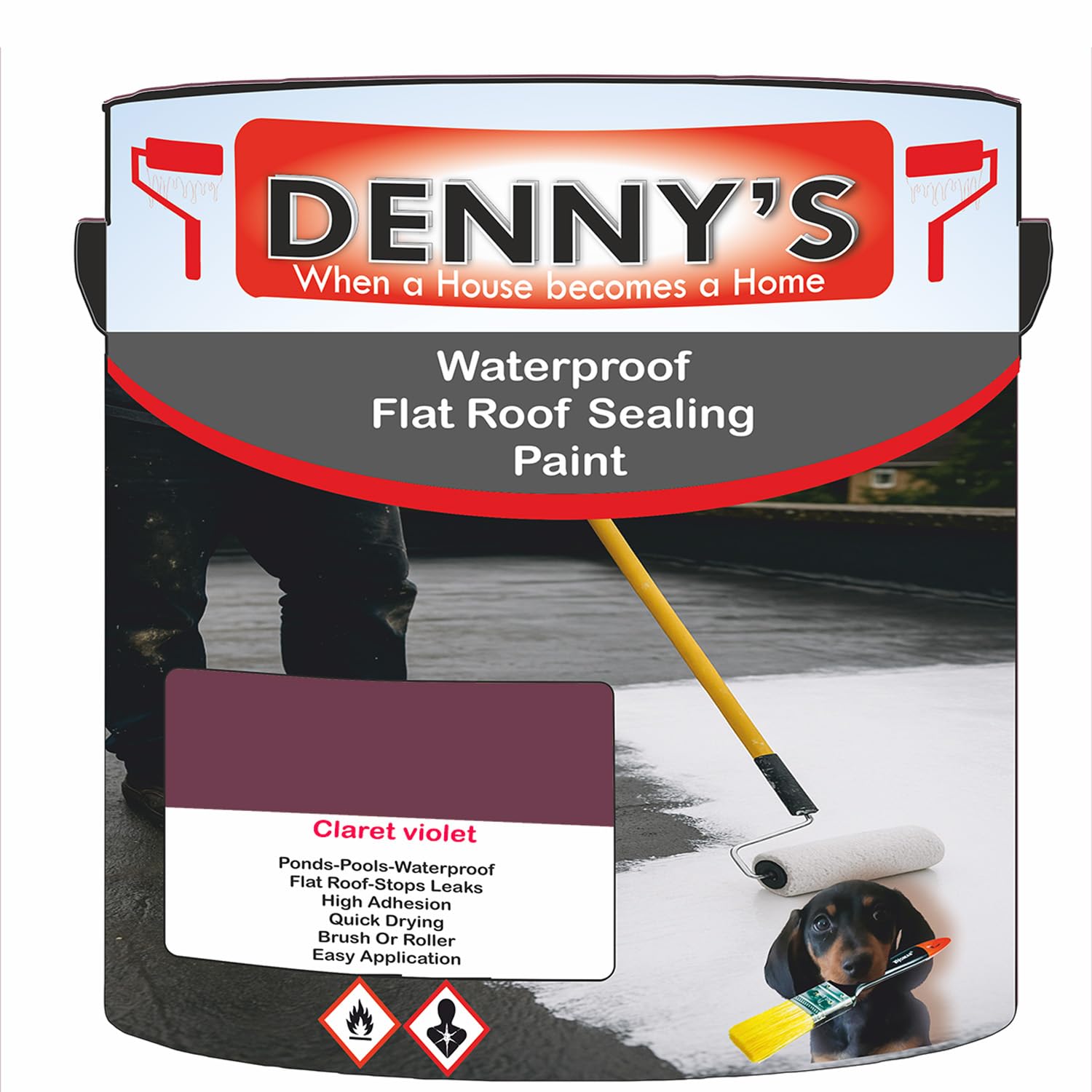 SCOOBYS PAINTS BACK IN THE MIX Chlorinated Rubber Flat Roof Paint – Waterproof Roof Sealer & Leak Repair Coating, Quick Drying, High Adhesion (Claret violet, 1 Litre Tin) — image 1