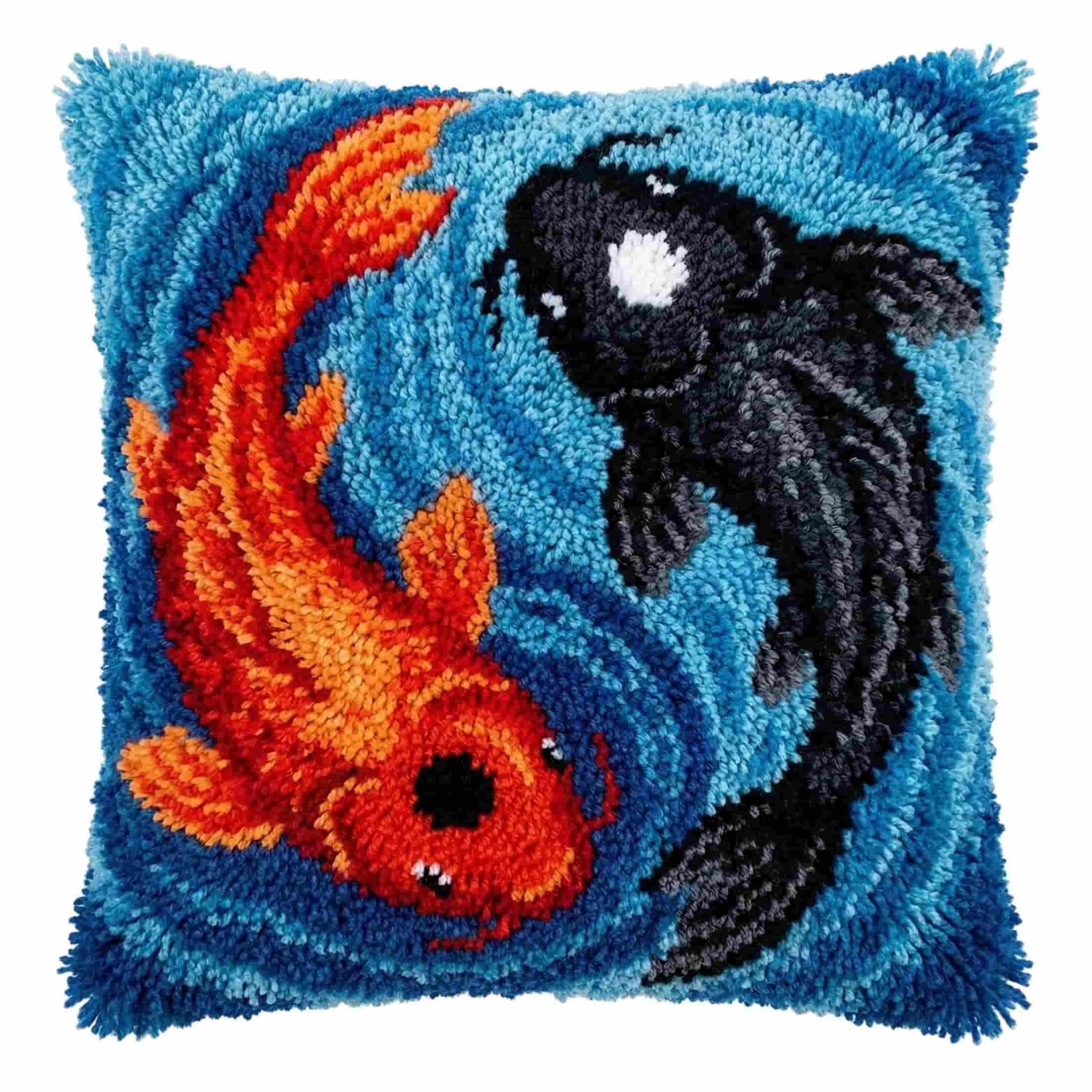 AxiangziK Latch Hook Pillow Kit Fish 43X43Cm