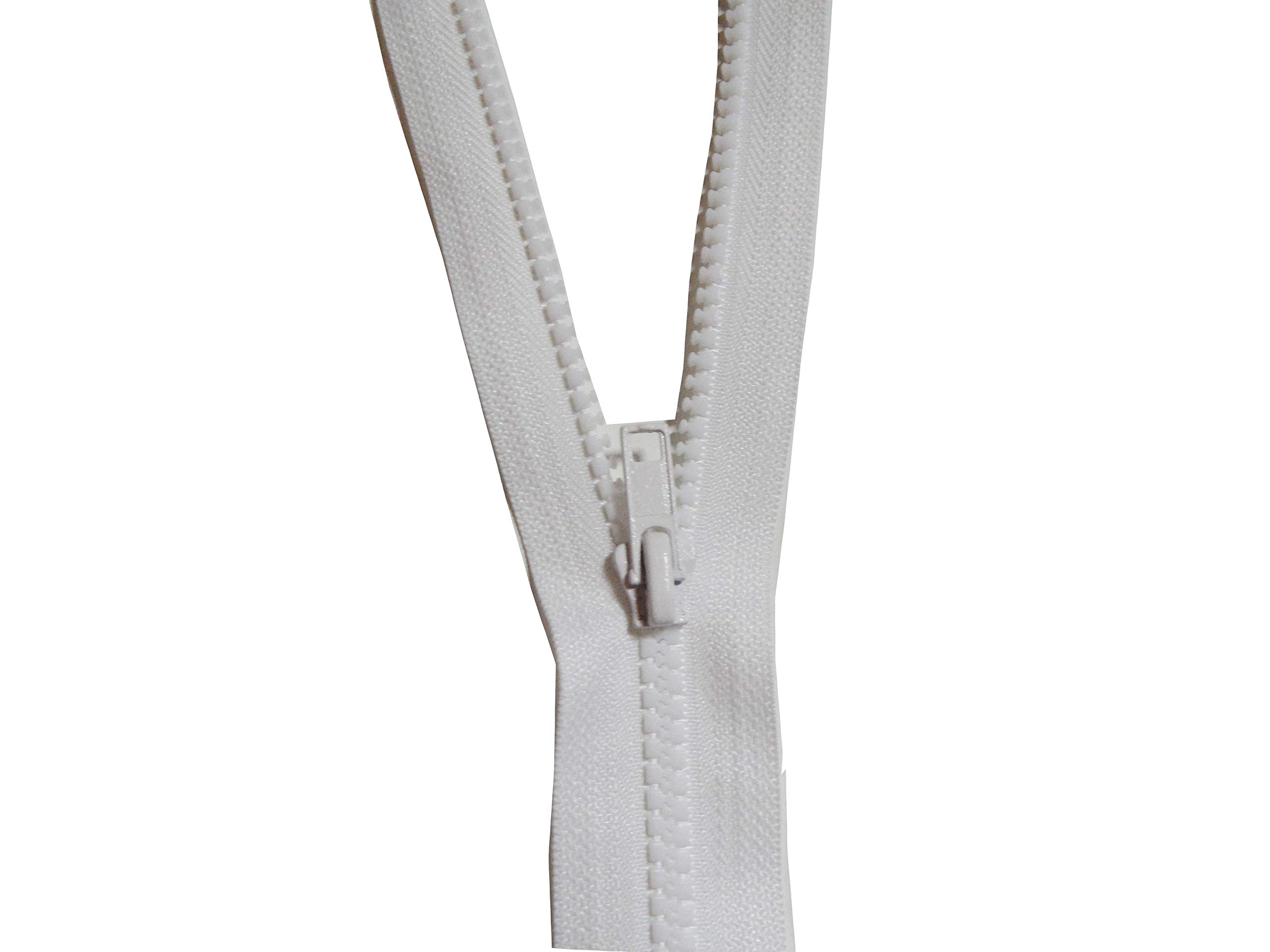 Fermeture à Glissière Séparable Blanche 70 Cm - Plastique Injecté, Curseur Métal - Pour Veste, Blouson, Sac