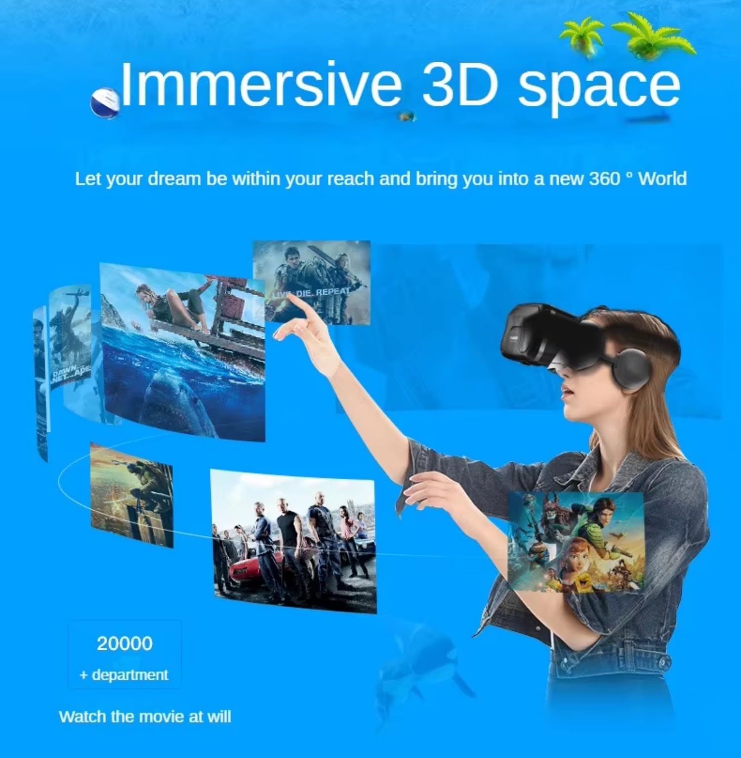 Cuffie per realtà virtuale VR, set 3D VR per adulti e bambini, occhiali VR per film 3D, videogiochi, occhiali VR per iPhone 16 15 14 13 Pro Max Plus Samsung Galaxy S24 S23 S22