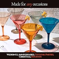 Vista 3 de Vasos de cristal de plástico de estilo europeo, Martini irrompible, cóctel, juego de 6 vasos de acrílico inastillable 100% Tritan, de colores sin