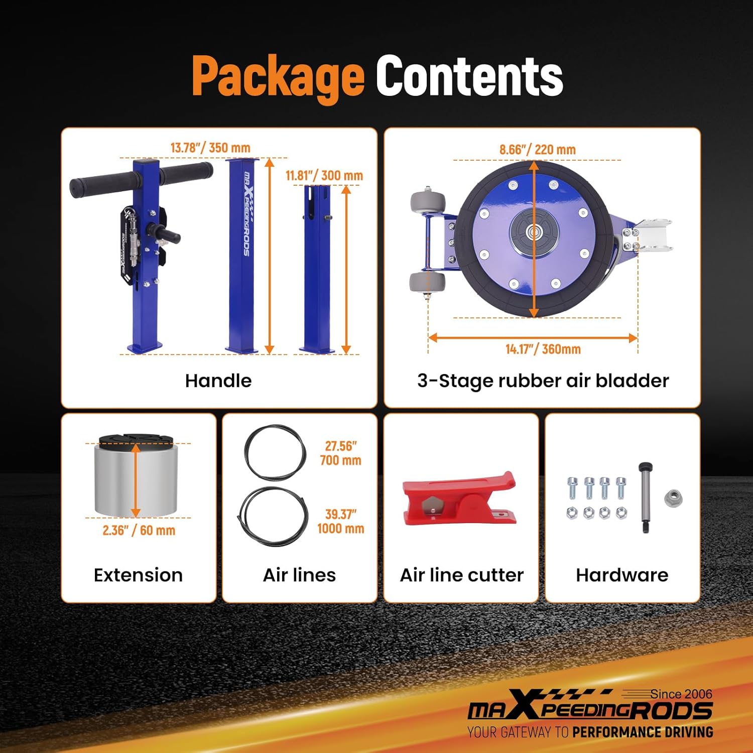 maXpeedingrods 5 Ton (11000 lbs) Air Jack Heavy Duty Pneumatic Jack, Lifting Range 7.87" to 19.69", with 2.36" Extension Adjustable Handle, for Pickup Trucks SUV Van Garage Repair