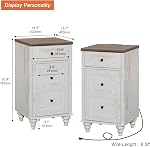 WAMPAT Set of 2 End Table with Charging Station, Wood Nightstands with Drawer and Storage Cabinet, Modern Side Tables Living Room, Farmhouse Night Stands Bedside Table for Bedroom, Rustic White