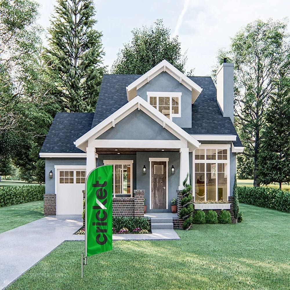 Cricket Real Estate Advertising and Marketing 6 Feet Feather Flag (Green)