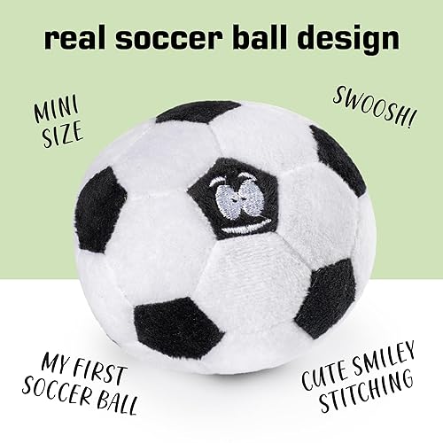 Miniatura 6 de Sonajero de pelota de fútbol de felpa para bebé, contenido de aprendizaje, gran regalo para bebés y niños pequeños o niños  0-36 meses