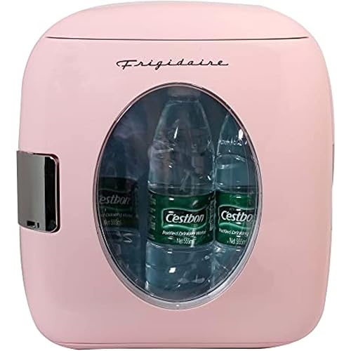 Frigidaire Retro Mini Personal Fridge Cooler, Holds 9L or 12 Cans, Portable for Car, Office, Bedroom, Dorm Room, or Cabin, Features Plugs for Home Outlet & 12V Car Charger - 10"D x 7"W x 10.5"H, Pink