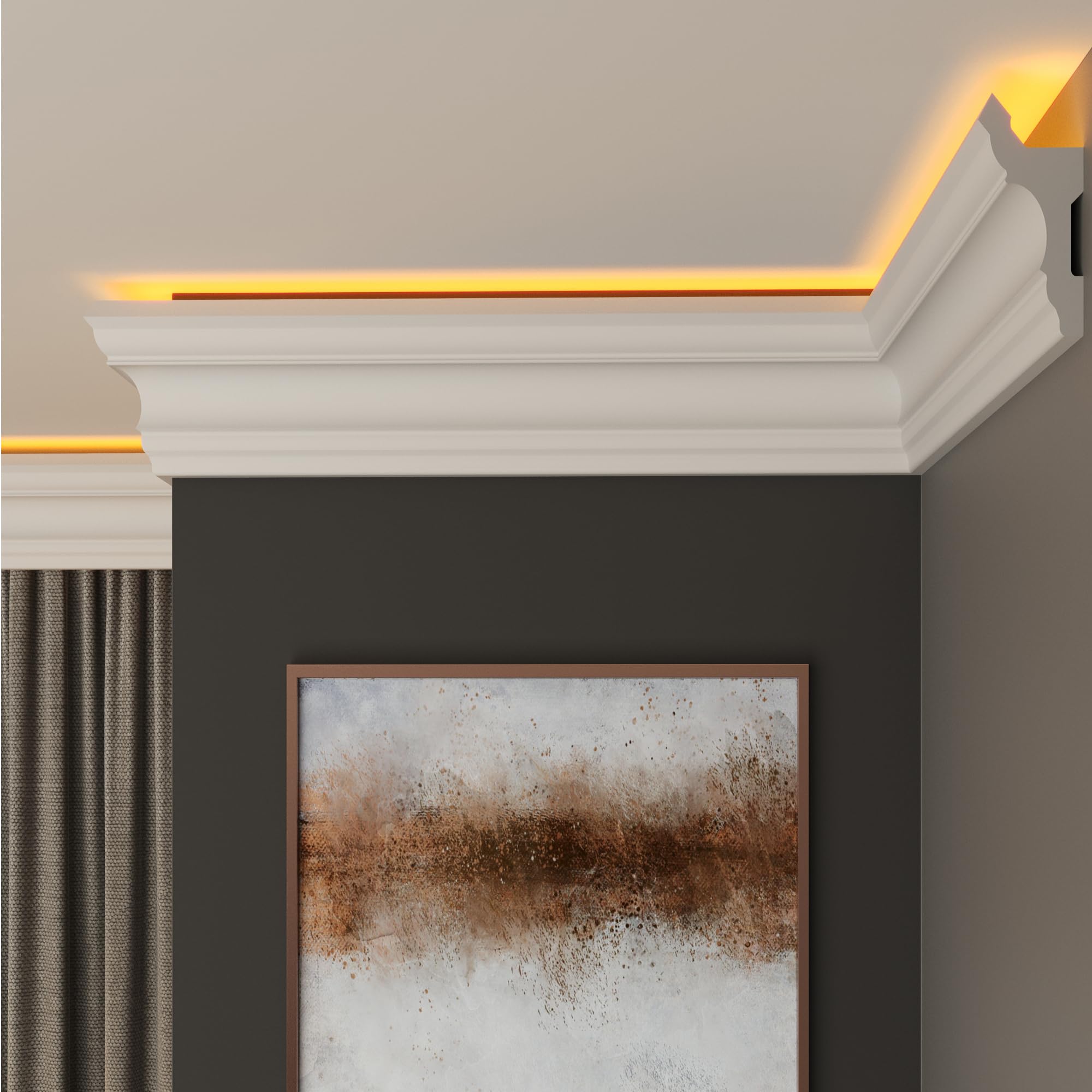 FAST DECOR Premium Led Coving Cornice, Coving for Ceilings, Led Coving for Ceilings, LED Compatible Cornice Trim, Xps Coving for Ceiling, Moulding for Ceiling Lightweight (Sample 20cm, CLU17)