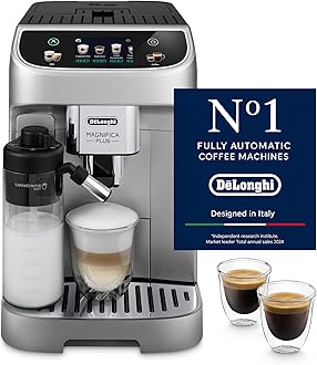 Coffee Machine MAGNIFICA PLUS Fully Automatic Espresso Machine with 24+ Hot & Iced Beverages, Color Touch Display, 13 Grinder Settings, LatteCrema, Twin Shot ECAM322.70.SB - Made in Europe