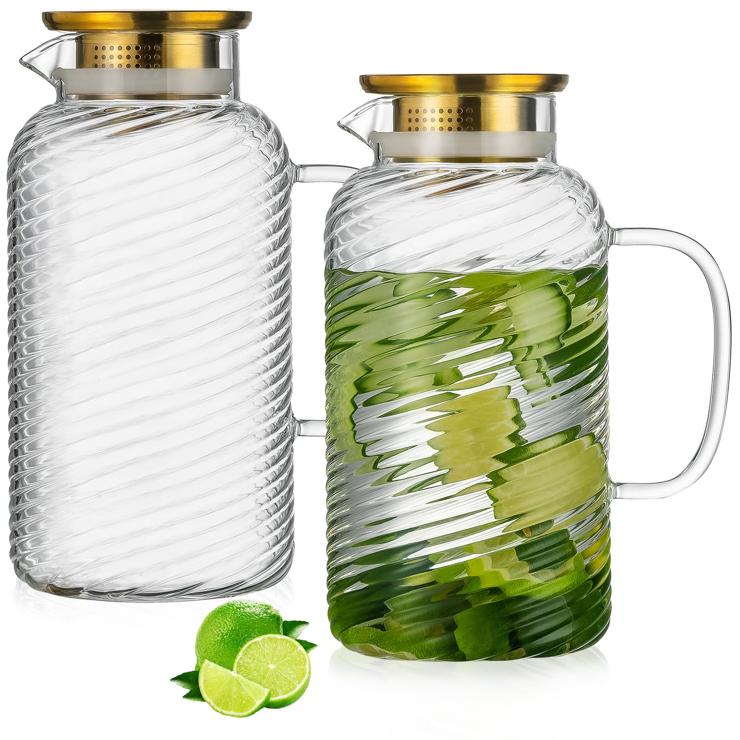 Amazon.com: Buaic 2 PACK Glass Pitcher with Lid, 68 oz/ 2 Liter