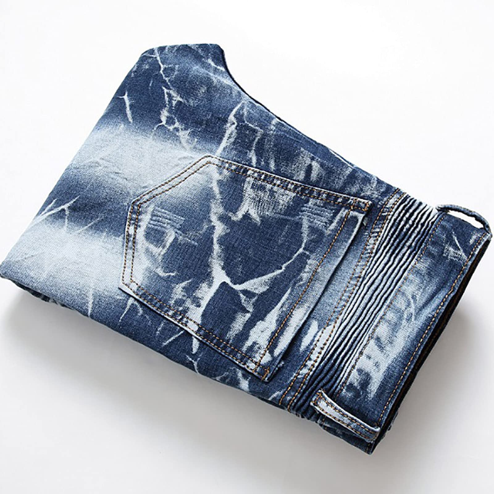 Jeans da uomo, vintage, alla moda, in denim, strappati, look usato, vestibilità stretta, pantaloni in denim, Y2K, stile retrò, alla moda, comodi e pratici