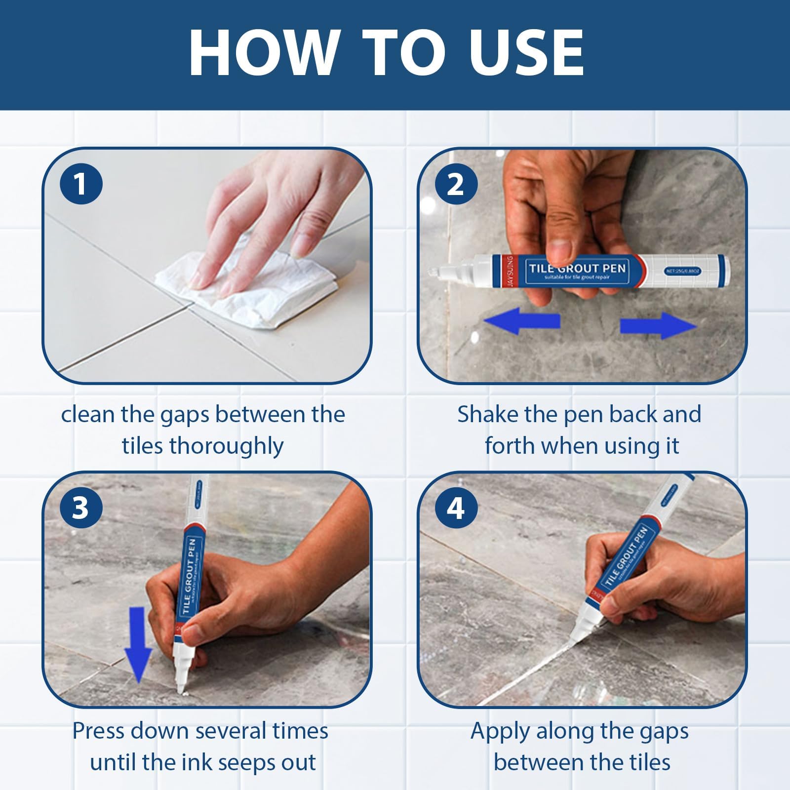 2 * 25 Pennarello Fughe Piastrelle Bianco,Penna Per Riparare Fughe E Giunti,Pennarello Per Fughe Bagno Cucina Pavimenti,Punta Fine Per Ritocco Tra Piastrelle,Per Pareti Doccia Battiscopa Lavanderia