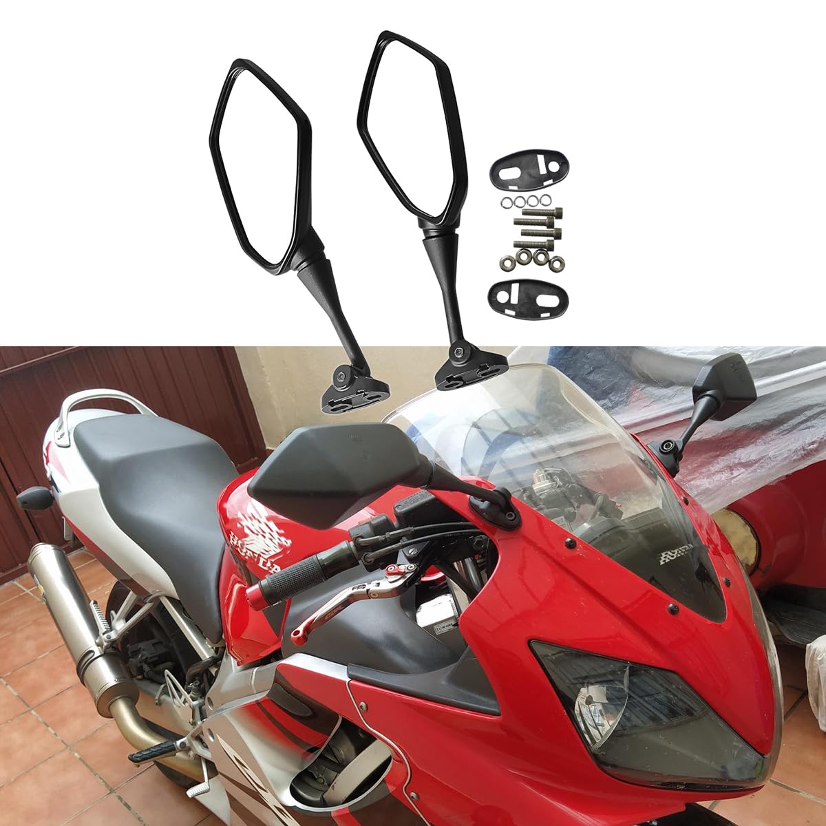 2 pieza motocicleta Espejo lateral Espejo retrovisor Espejo manillar espejo CBR 600 F4 F4i Negro