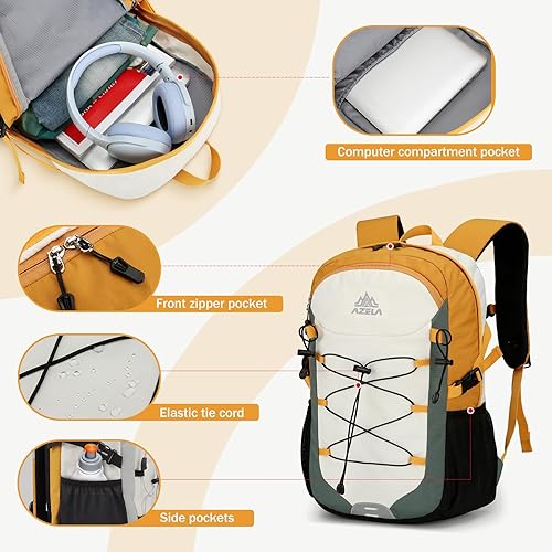 Miniatura 4 de GES Mochila de senderismo de 30 litros ligera resistente al agua con cubierta de lluvia y compartimento para laptop para viajes, campamento,