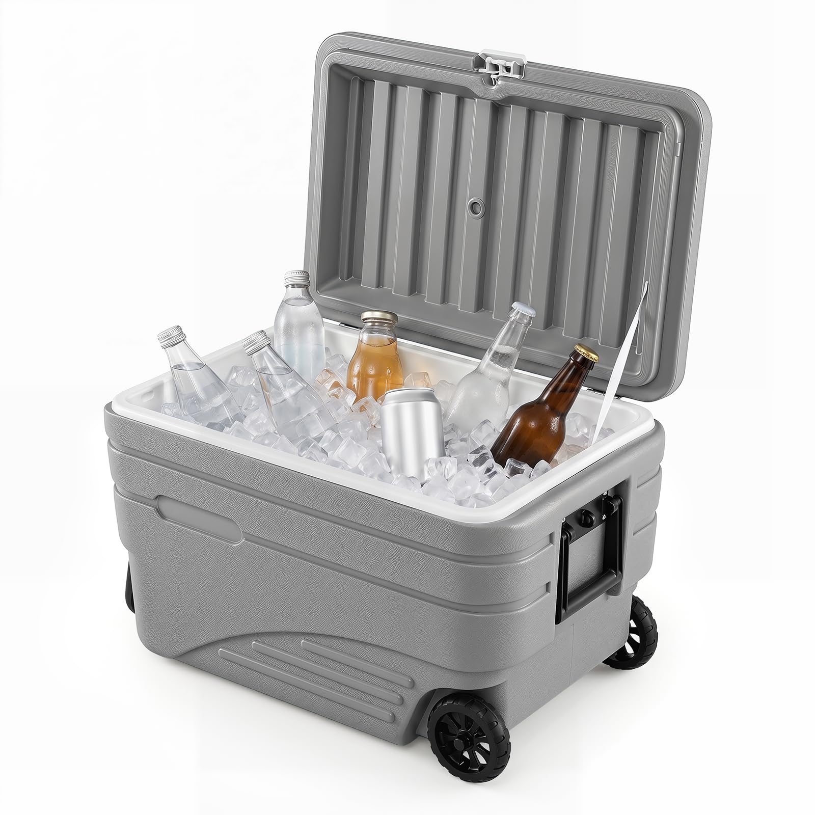 COSTWAY Nevera Portátil Rígida, Nevera Térmica de Gran Capacidad con Ruedas, Mango Plegable, 2 Asas Laterales, Hielera de Alto Rendimiento 5-7 Días para Camping Pesca Playa