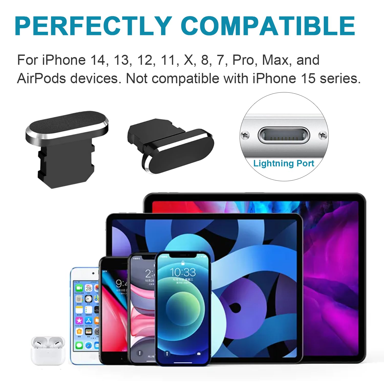 10 Packs Dust Plugs For IPhone, Charging Port Cover For Lightning, With Plug Bracket, Storage Box, Compatible With IPhone 14 13 12 XS XR 8 7 SE,Equipped With Speaker Dust Screen - View #9