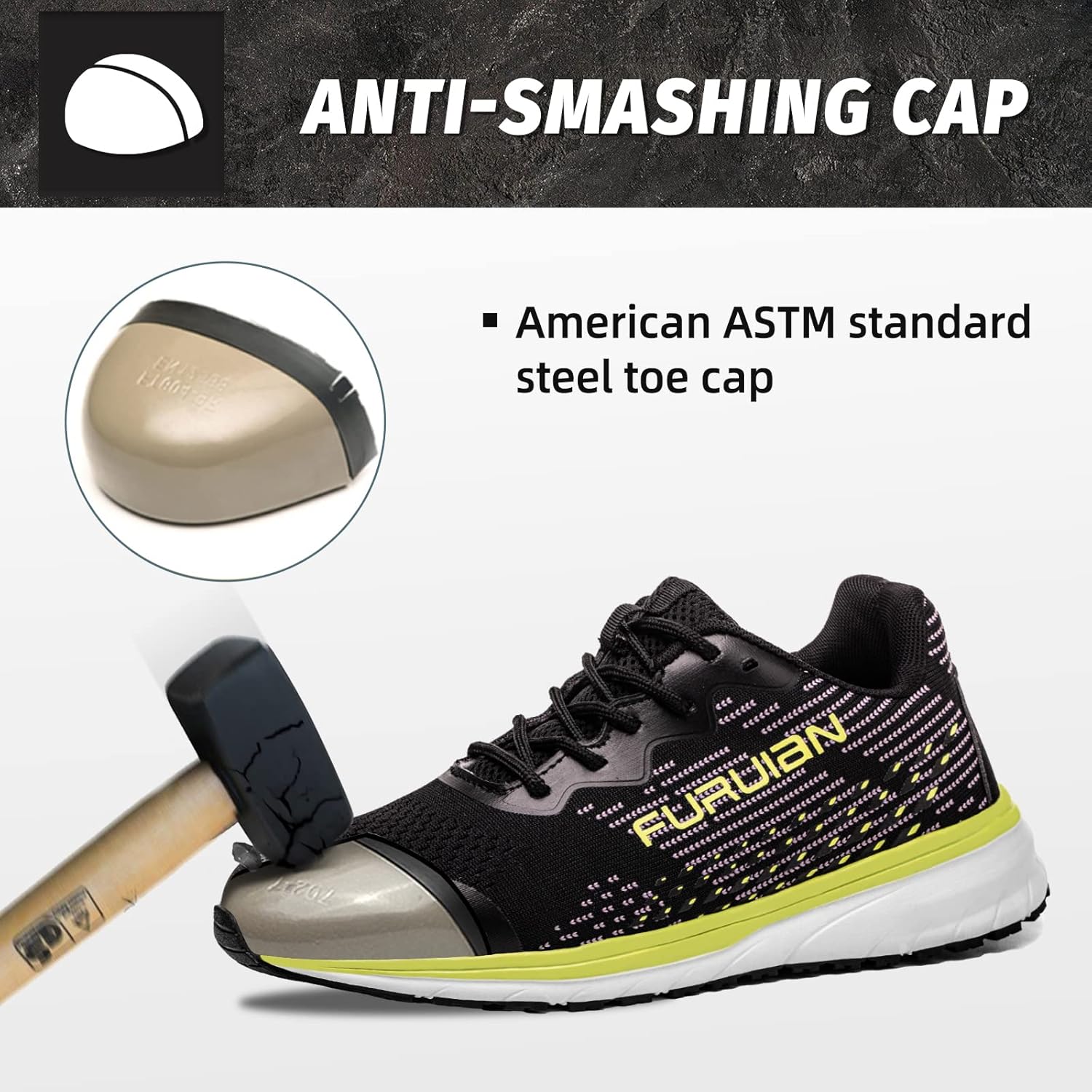 Furuian Steel Toe Shoes for Women Lightweight Safety Indestructible Sneakers Slip Resistant Work Utility Shoes - Image 2