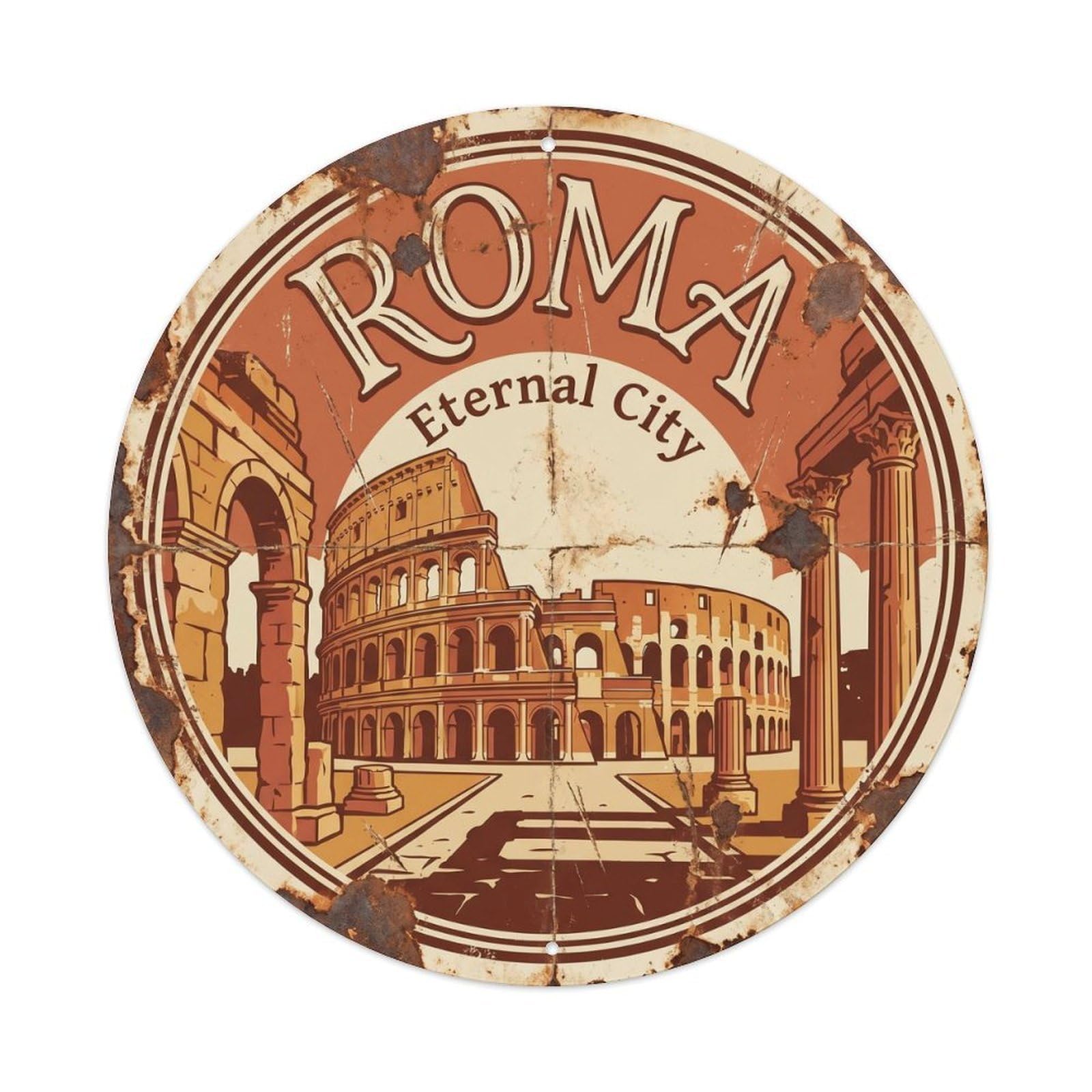 Vintage Travel Colosseum Rome Journey 1 Metal Tin Sign Plaque