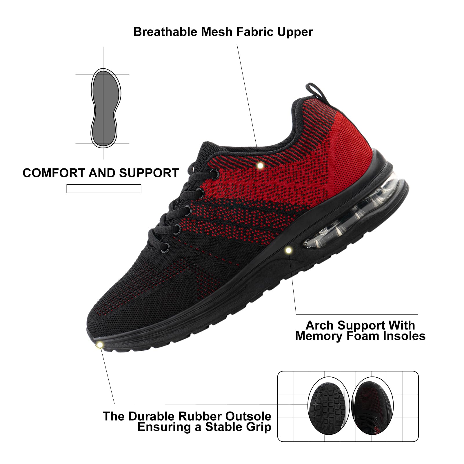 NEOKER Scarpe Running Uomo Donna Scarpe da Corsa Sneakers Scarpe Ginnastica Scarpe Trail Running Scarpe Sportive Platform Outdoor Nero Blu 36-48 EU