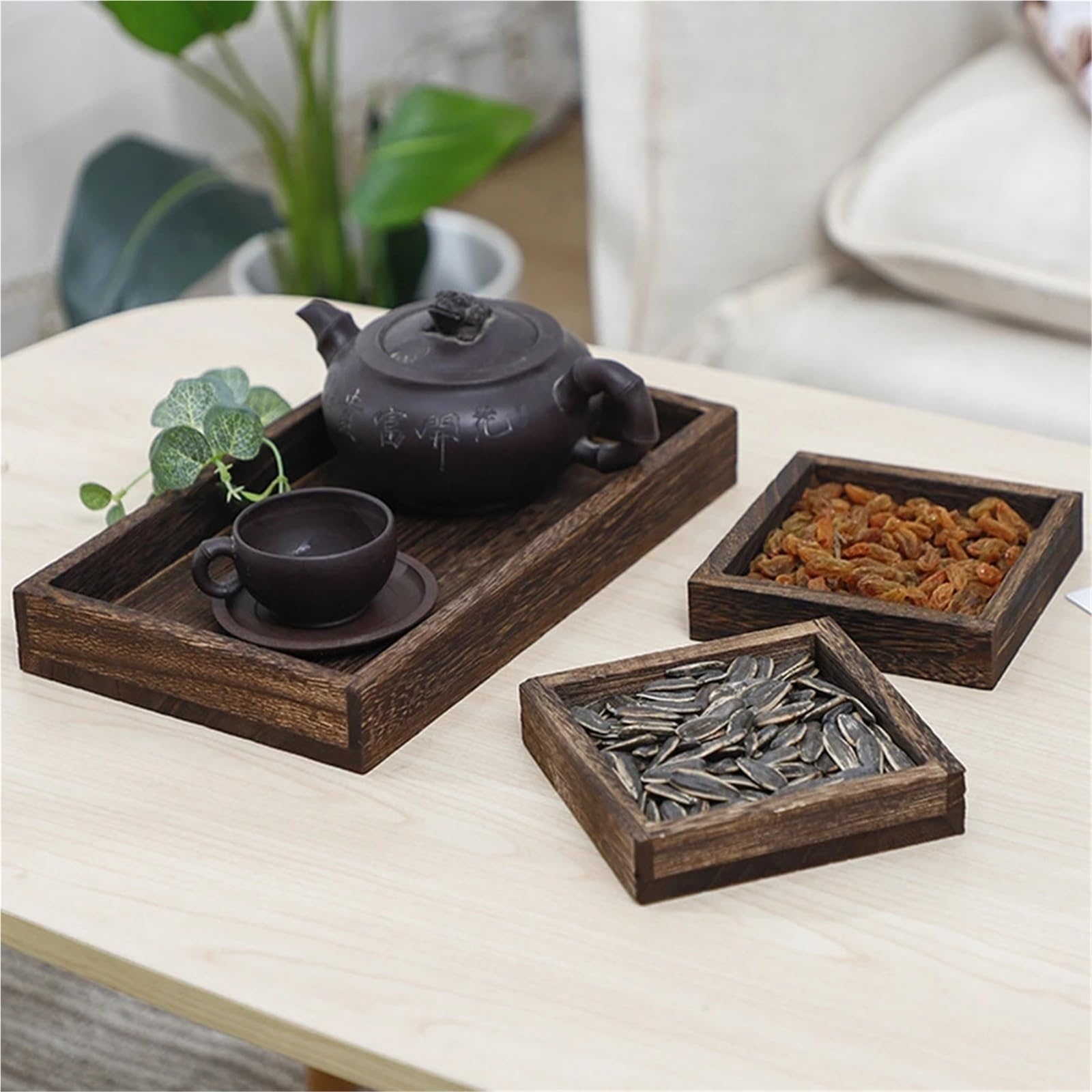 Bandeja rústica de Madera con asa, Rectangular, Multiusos, Ideal para té, café, Desayuno y centros de Mesa (36 x 24 x 4 cm).