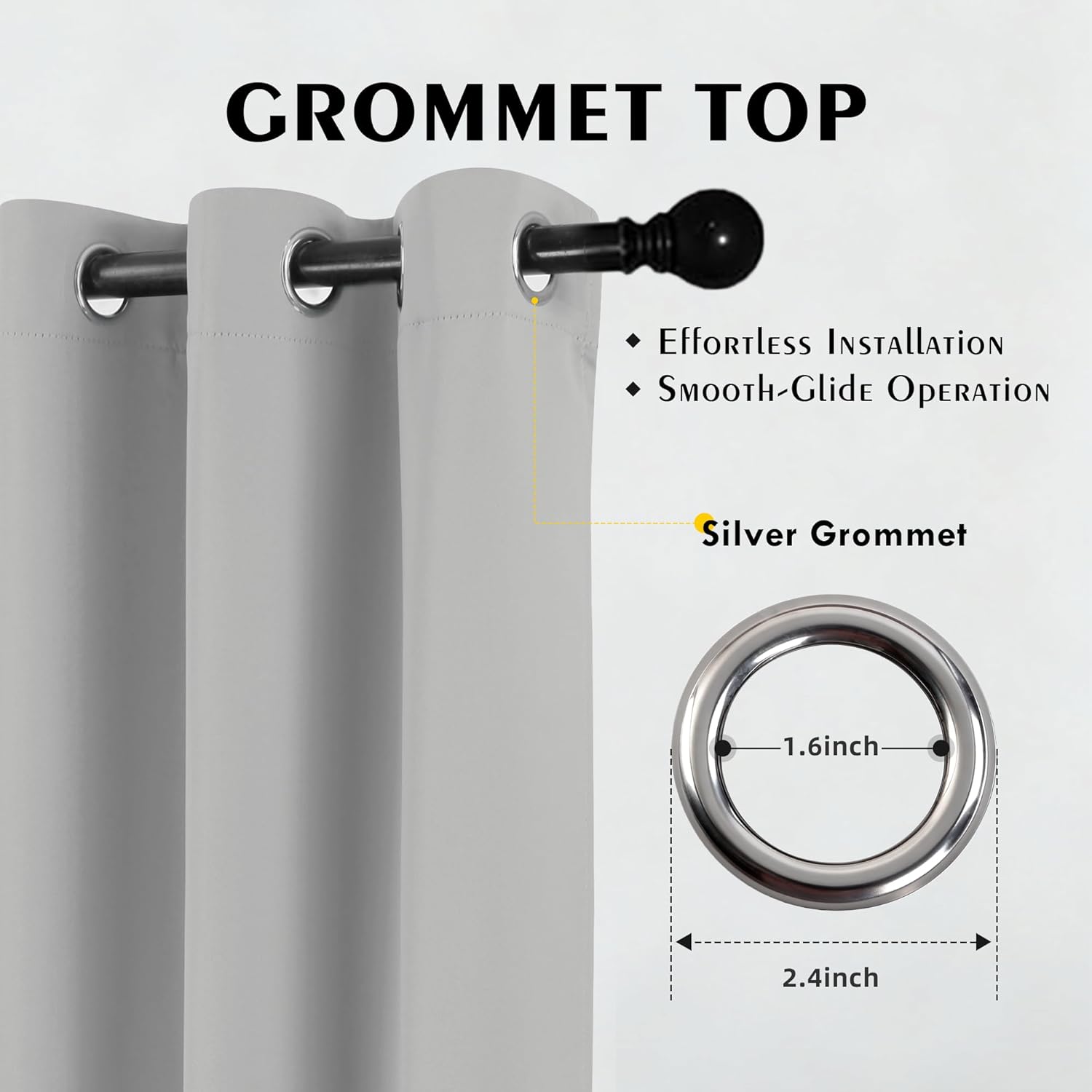 2-Panel-Curtain Room Darkening, 84 Inch Length for Bedroom Living Room, Insulated Thermal Grommet Curtain Drapes, Blackout(60-90%,Not 100%) Window Treatment Decor, Pack of 2, 52x84, Silver Grey