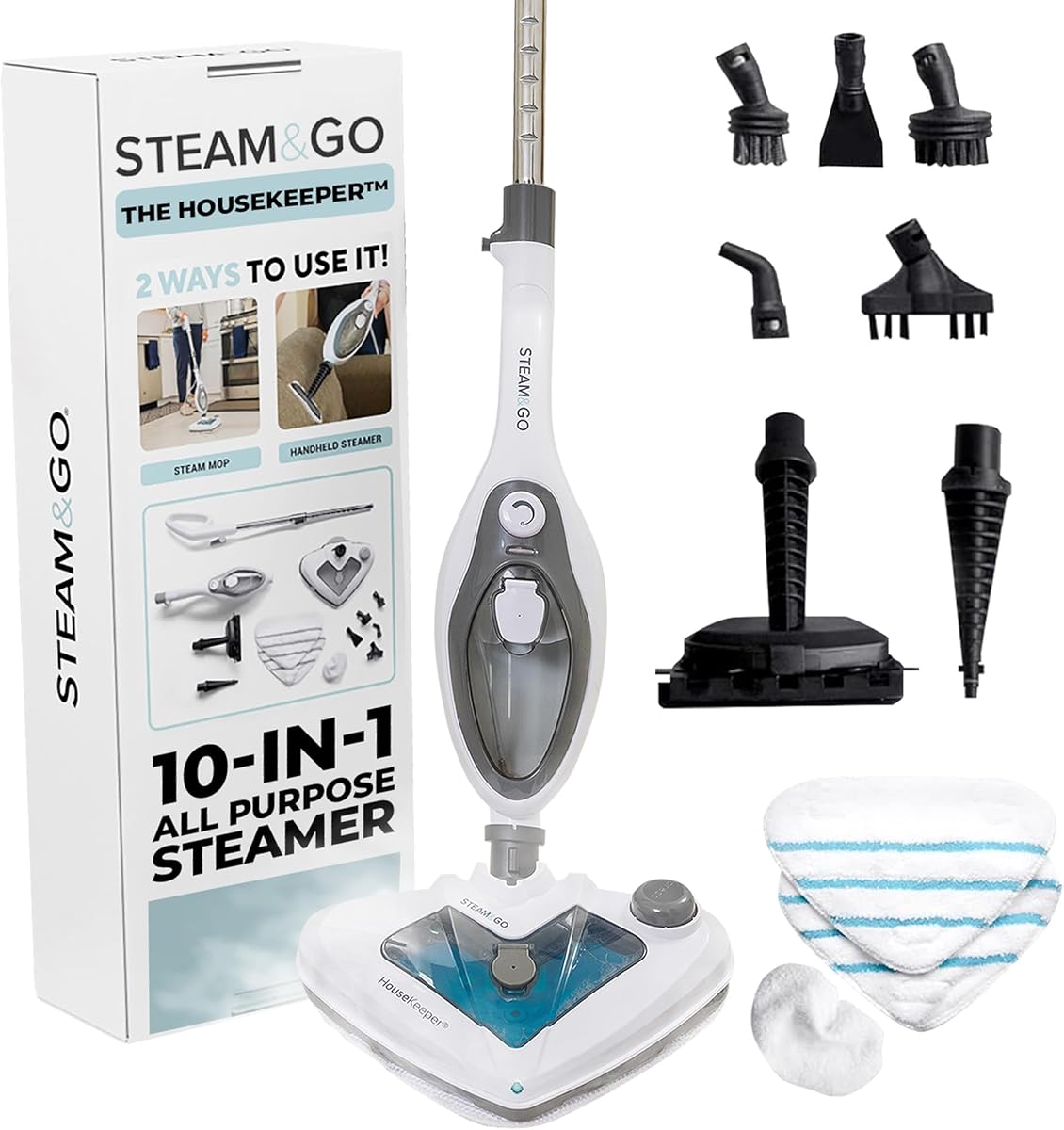 Steam & Go 10-in-1 Multi-Surface Steam Mop - Deep Clean & Sanitize with Heat