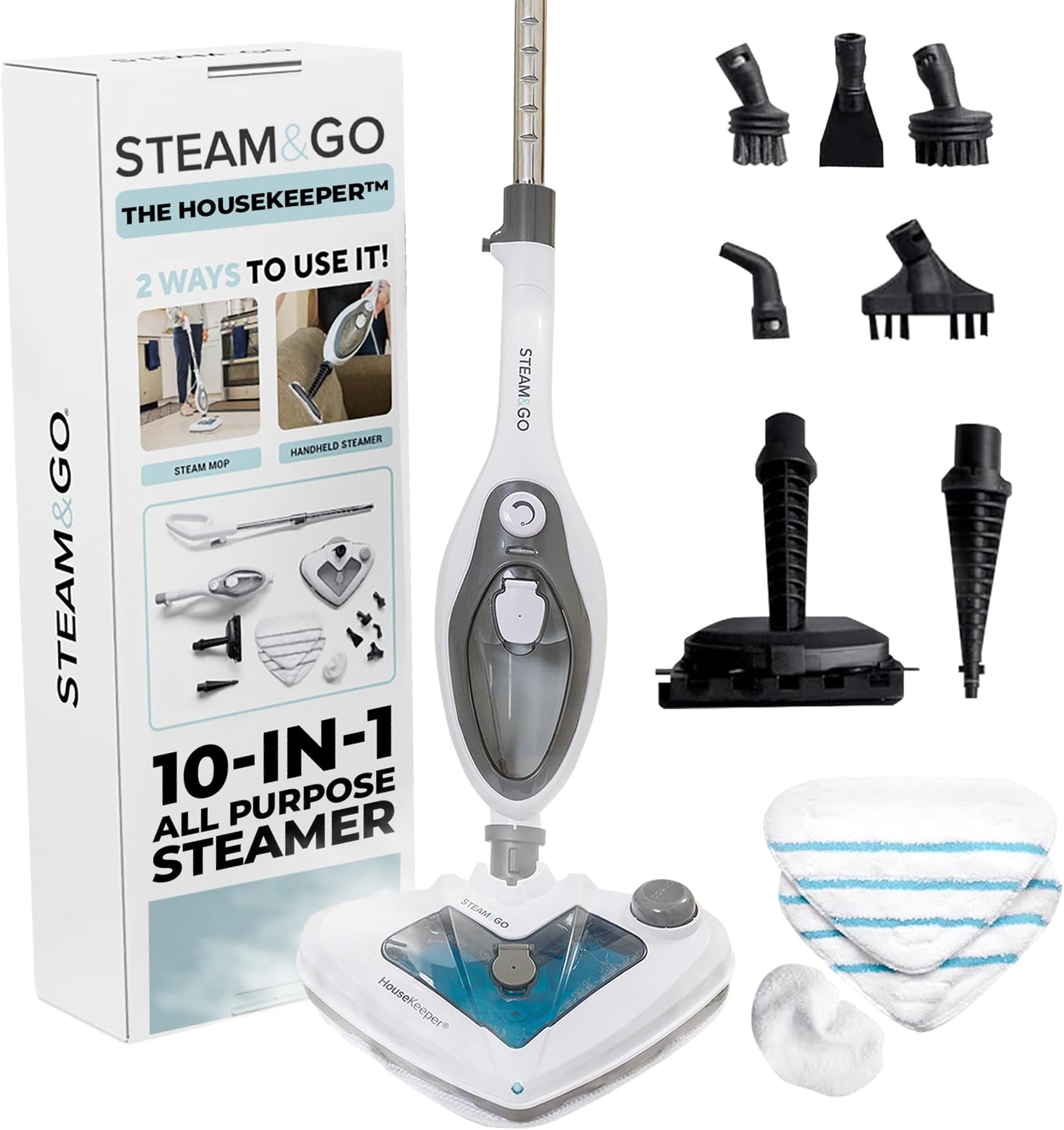 Steam & Go 10-in-1 Multi-Surface Steam Mop - Deep Clean with Heat