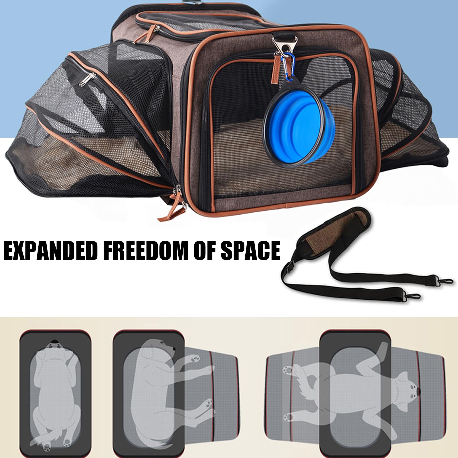 Sac Transport Chat, Caisse De Transport Chat en Maille Respirant avec roulettes, Sac À Dos Extensible Trolley pour Chat/Chiens 25LBS pour Excursions Urbaines Et Randonnée