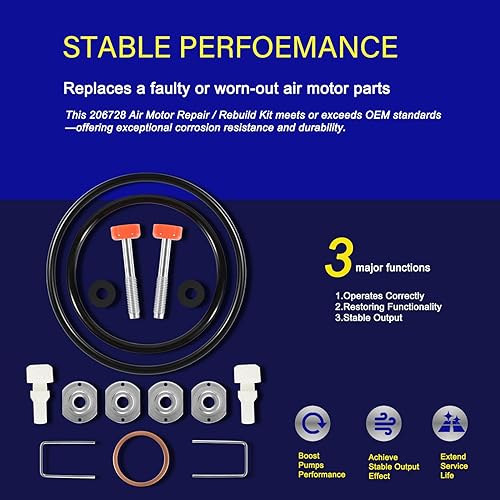 Miniatura 3 de Yoursme Repuesto para Graco 206728 Kit de reparación para motores Fire-Ball y Monark Air Motors Reemplaza para Graco #206-728, 206728