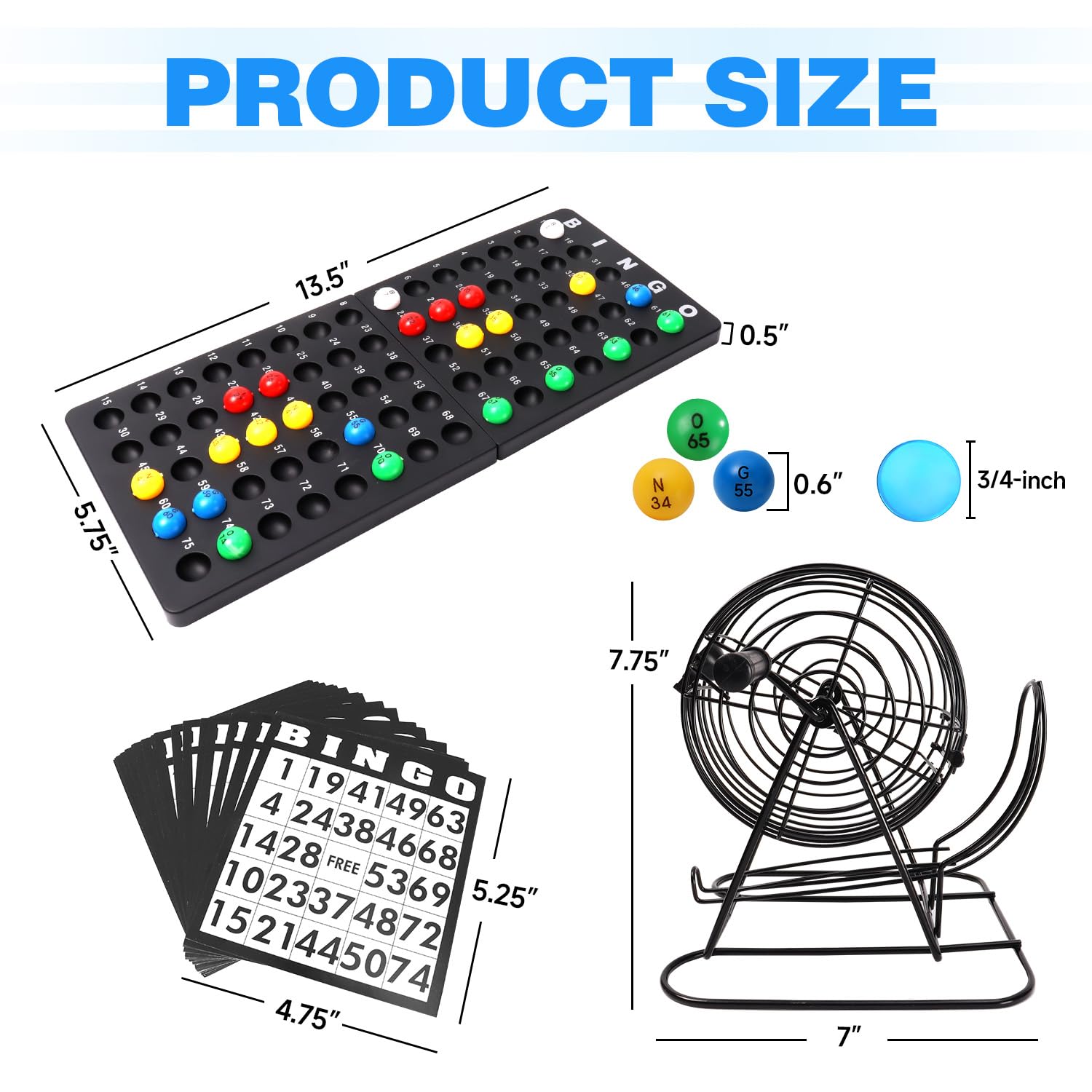 GSE Games & Sports Expert Deluxe Bingo Spiel Set mit Stahlkäfig, Master Board, 75 Bälle, 300 Chips, 50 Bingo Karten für Freundespartys, Spieleabend