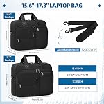 RAINSMORE Porte-documents pour ordinateur portable 15.6 17.3 Inch, Sac de Messagerie pour hommes, Sac portable imperméable pour bureau, Collège