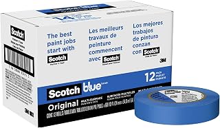 ScotchBlue Original Multi-Surface Painter's Tape, 0.94 Inches x 60 Yards, 12 Rolls, Blue, Paint Tape Protects Surfaces and Removes Easily, Multi-Surface Painting Tape for Indoor and Outdoor Use