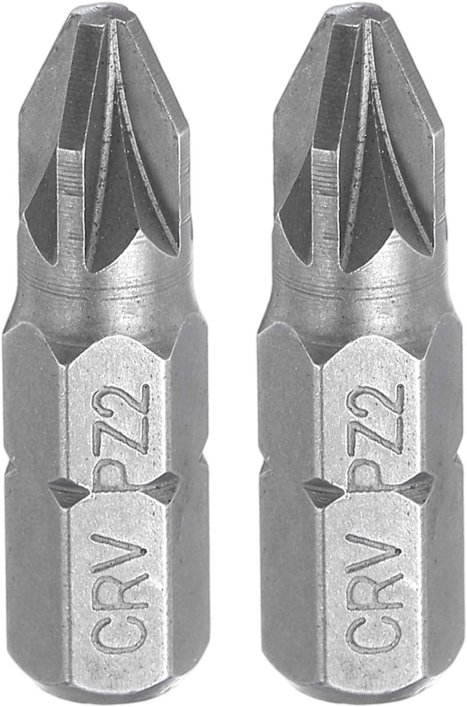 HARFINGTON 2pcs PZ2 Screwdriver Bits 1/4" Hex Shank Head 1" Length CR-V Steel Phillips Slotted Drill Bits for Repair Work Electric Screw Driver