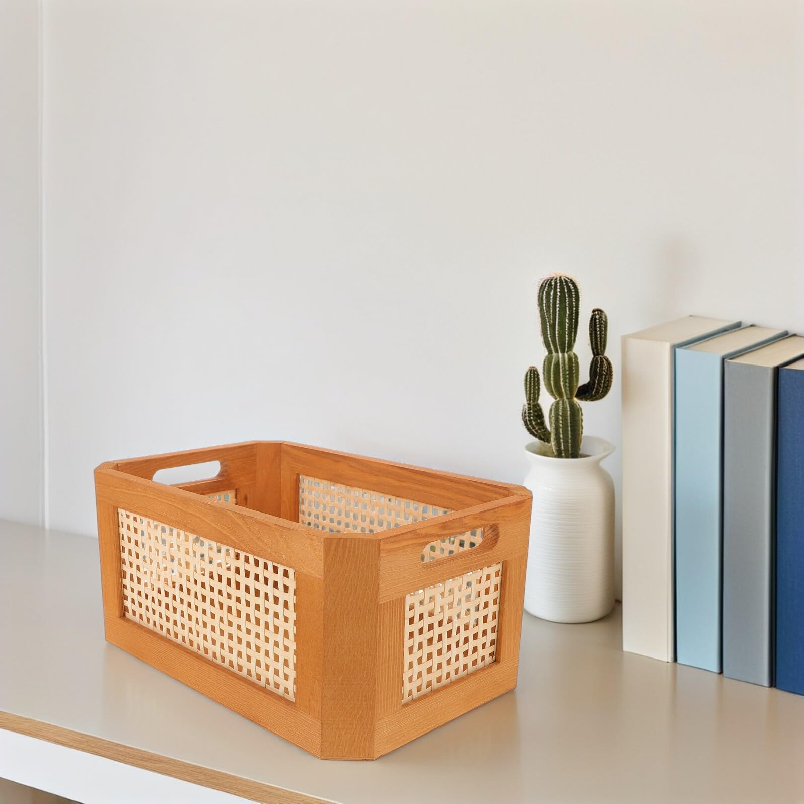 Rattankorb, Rechteckig, Klein, mit Griff, 30x20x14 Cm