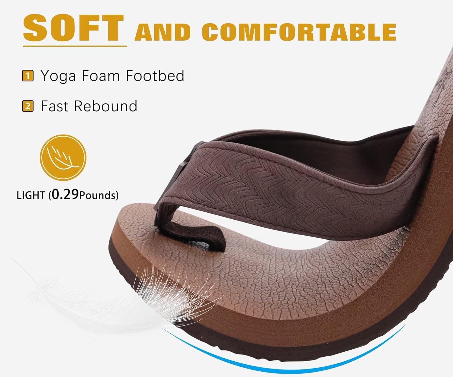 KuaiLu Men's Flip Flops Arch Support Summer Beach Pool Water Thong Sandals Waterproof Rubber Walking Shoes - Image 3