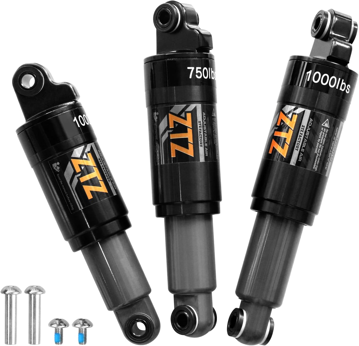 Mountain Bike Rear Shock 120mm/125mm/150mm/165mm/185mm/190mm/200mm, Bicycle Shock Absorber- Hydraulic Rear Suspension Shock for Mtb/Mtn/ebike/Dmn (165mm x 750lbs)