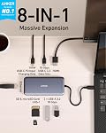 Anker 555 USB-C Hub (8-in-1), with 85W Power Delivery, 4K 60Hz HDMI Port, 10Gbps USB C and 2 A Data Ports, Ethernet microSD SD Card Reader, for MacBook Pro More