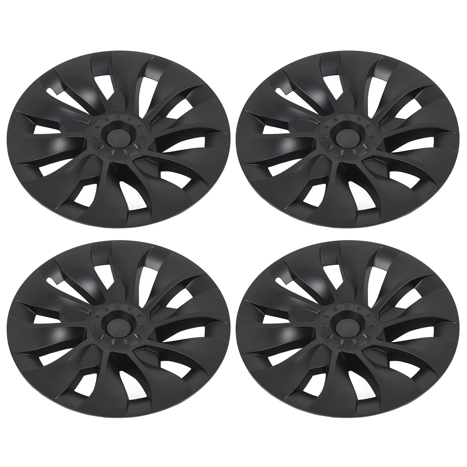 Enjoliveurs Pour Tesla Model 3 (2017-2023) - 4 Pièces Noir Mat, Style Turbo, Protection Complète Roue 18 Pouces