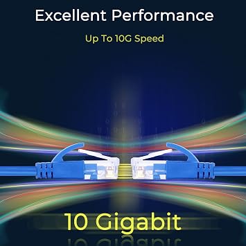 Rapink Patch Cables Cat6a 10ft 10 Pack Slim Cat6a Ethernet Patch Cable 10G Support Snagless Cat 6 Patch Cable Patch Panel to Switch Flexible Cat 6a Ethernet Cable, Gold Plated