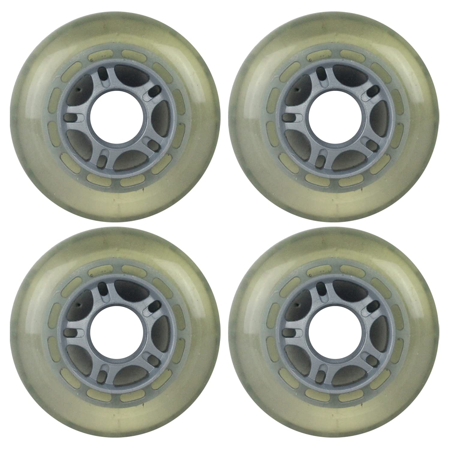 Player's Choice Inline Skate Wheels 80mm 78A Clear Silver Star Spoke Indoor/Outdoor (4 Wheels)