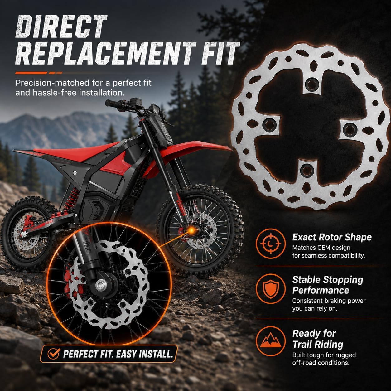 190mm Front and Rear Brake Disc Rotor for Yozma IN10 Electric Dirt Bike